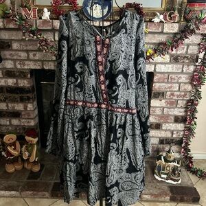Xhilaration Women’s Long Sleeve Boho Paisley Mini Dress